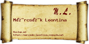 Márcsák Leontina névjegykártya